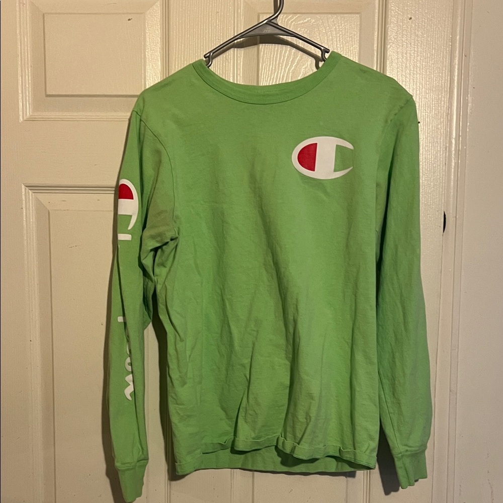 Champion Lime Green Logo Long Sleeve Tee